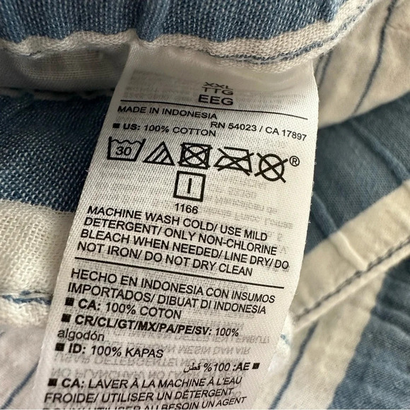 Old Navy XXL High Waisted Textured Cotton Striped Shorts Pull On Blue White 2X - Picture 4 of 4